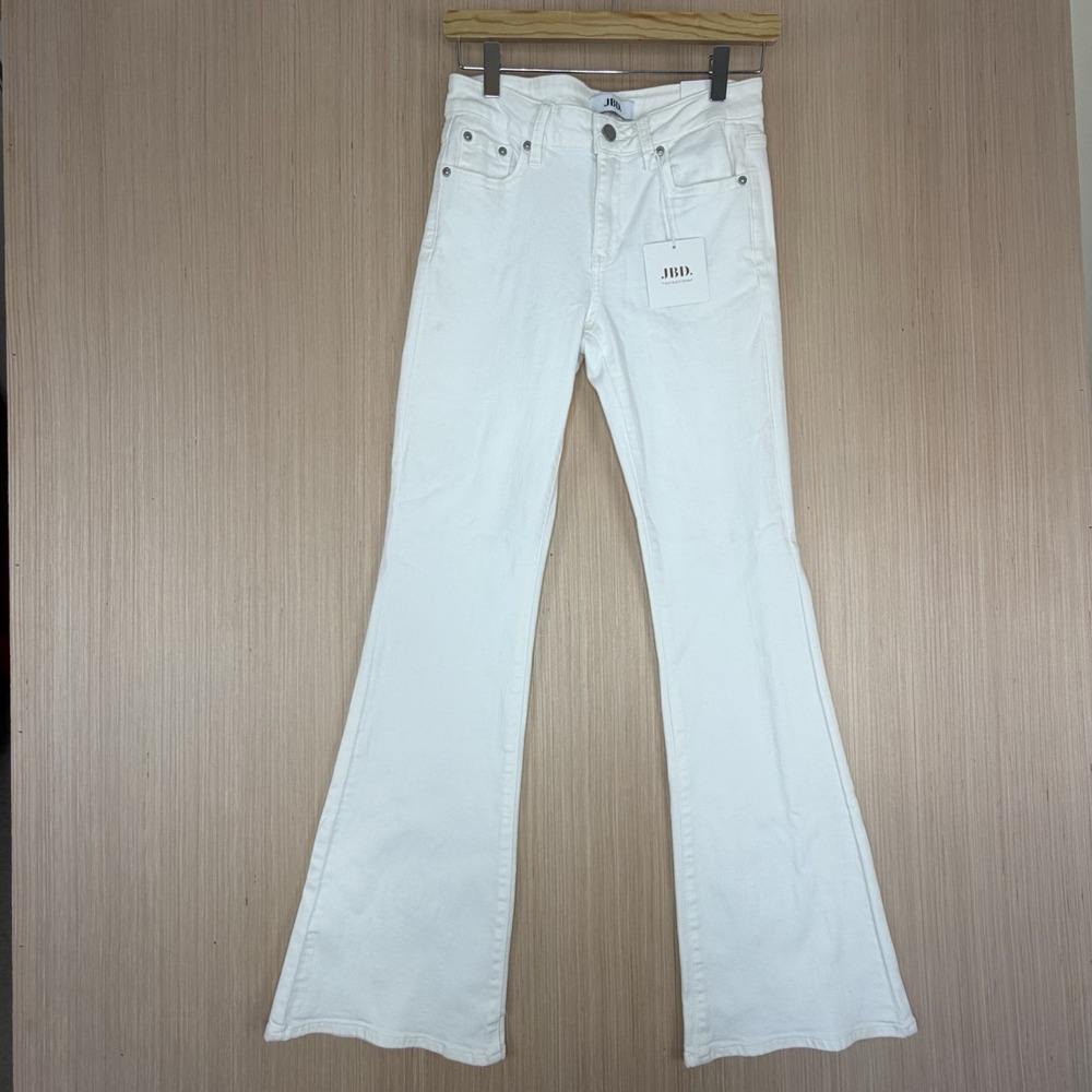 NWT Just Black Denim JBD Womens Jeans 27 Off White High Rise Flare Pants $63 New